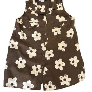 Vittadini Sport Floral Brown Sleeveless women’s top size 8
